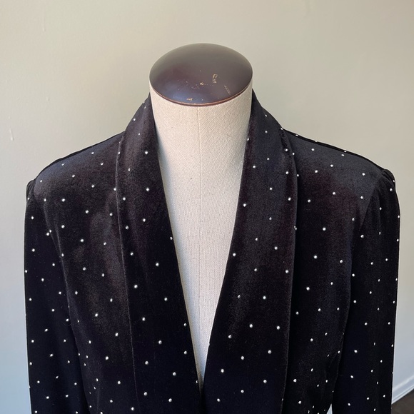 Zara Black Velvet Studded Oversized Blazer - Picture 3 of 7